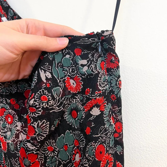 Veronica Beard Ballard 100% Silk Red Floral One Shoulder Designer Mini Dress 2 - Picture 8 of 10